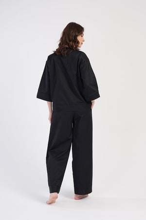 Woman Oxford Shirt Neck Pyjama Set