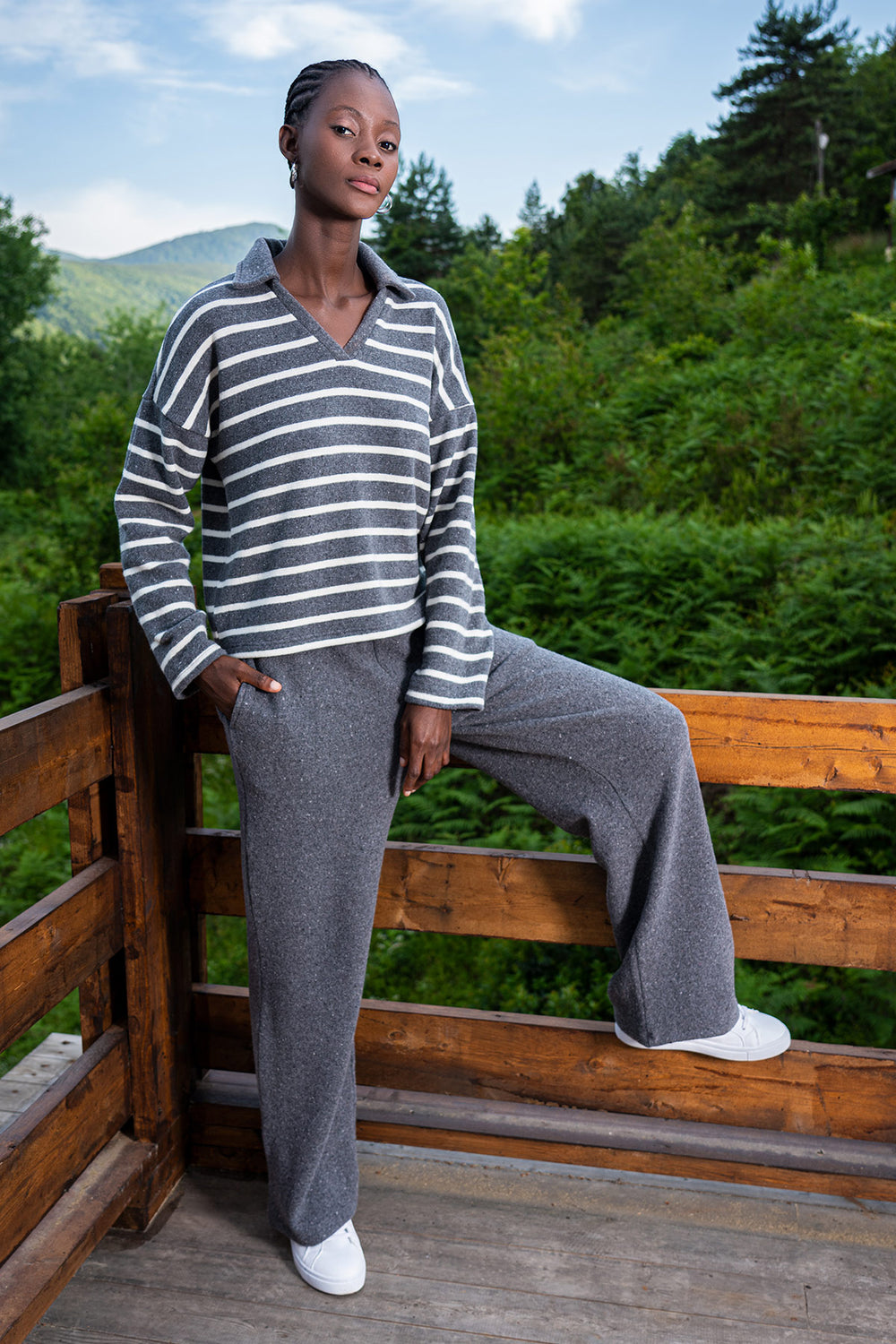 Woman Gray Lycra Supreme Pant Set