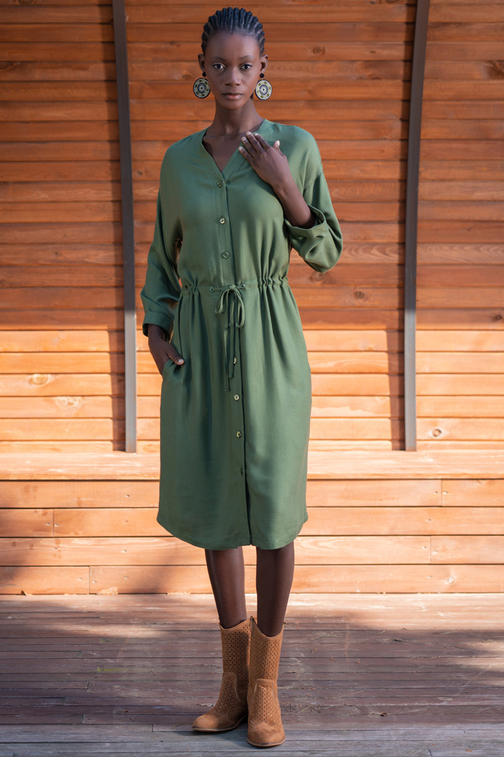 Woman Walen Viscon V Neck Dress