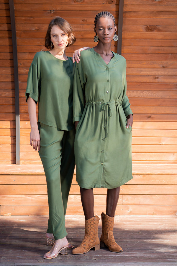 Woman Walen Viscon V Neck Dress