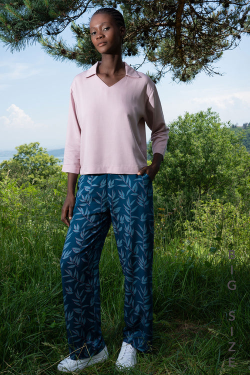 Woman Vela Viscon Big Size Shirt Neck Pant Set