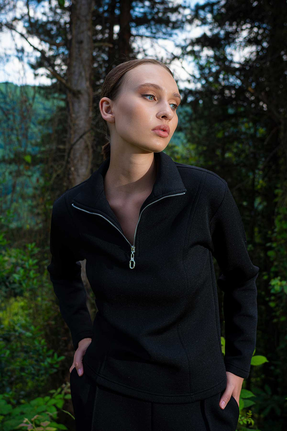 Woman Scuba Upright Collar Tracksuit Set