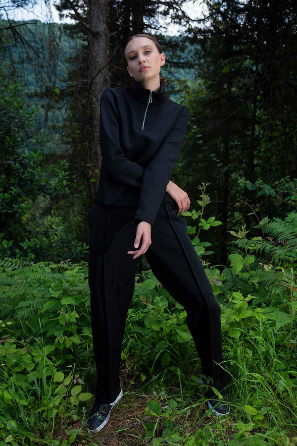 Woman Scuba Upright Collar Tracksuit Set