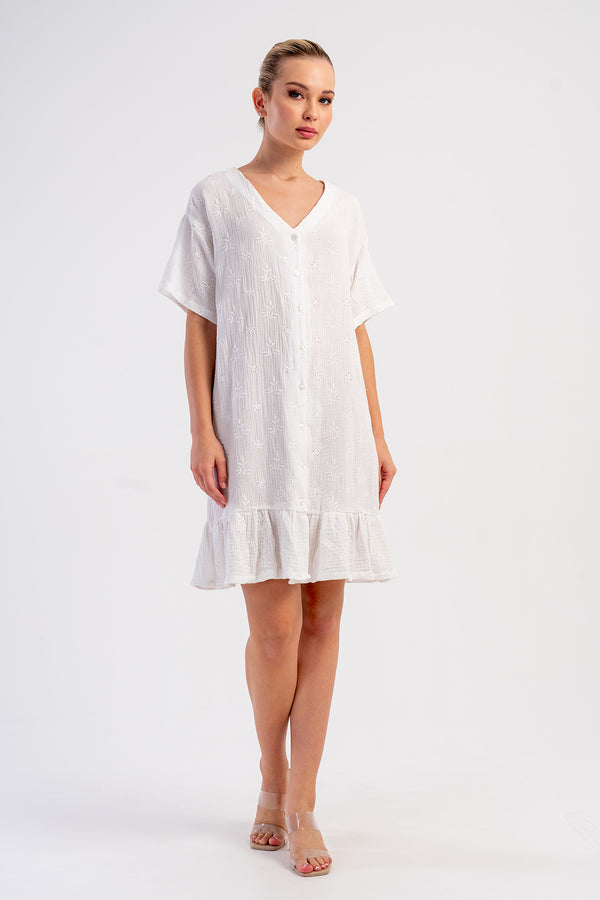 Woman Muslin Soft Ruffled Dress
