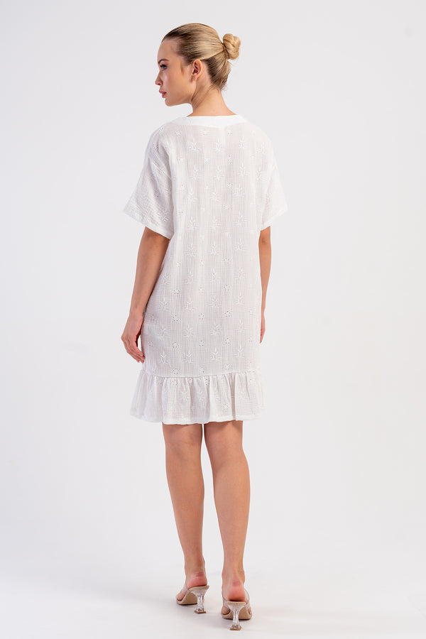 Woman Muslin Soft Ruffled Dress