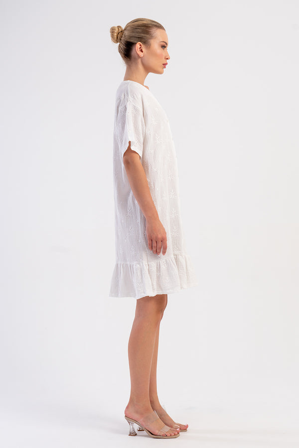 Woman Muslin Soft Ruffled Dress