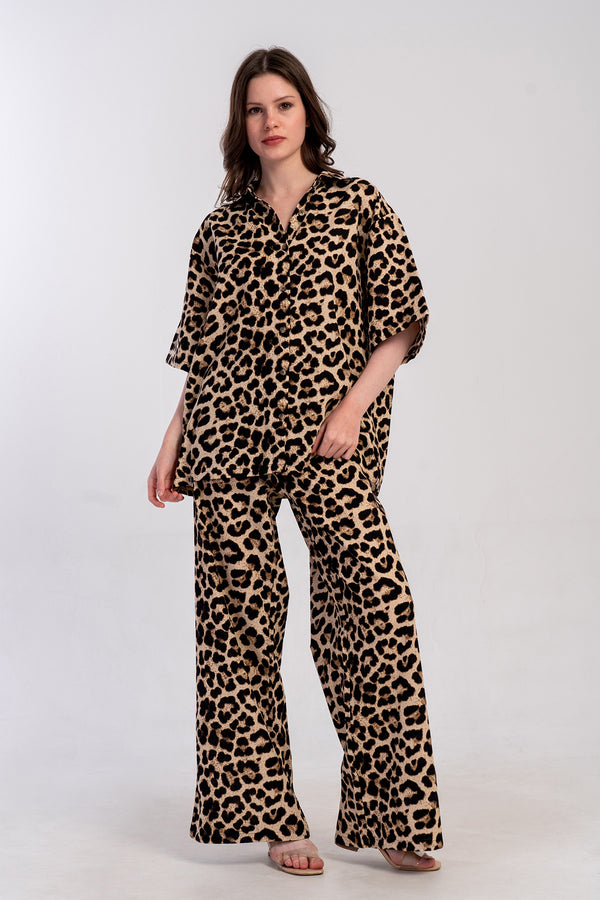 Woman Cyprus Leopard Pant Pyjama Set