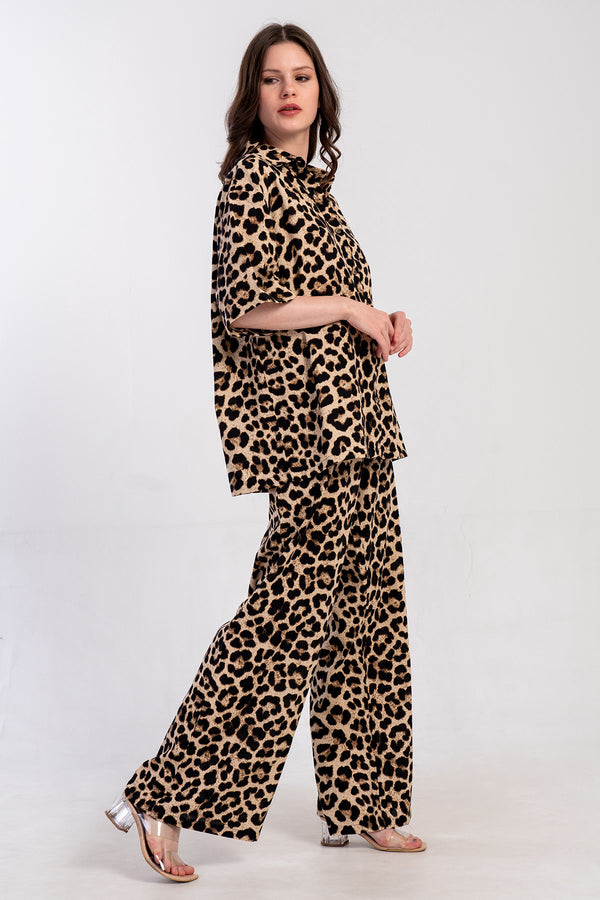 Woman Cyprus Leopard Pant Pyjama Set