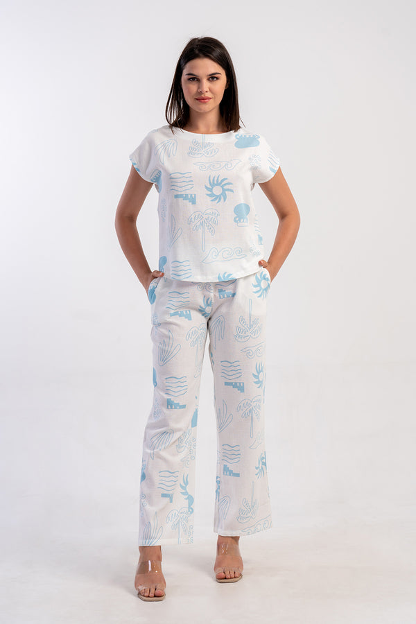 Woman Cyprus Marine Pant Pyjama Set
