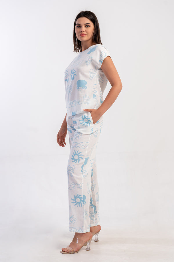 Woman Cyprus Marine Pant Pyjama Set