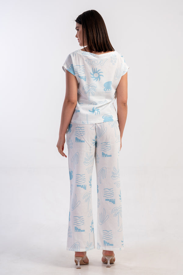 Woman Cyprus Marine Pant Pyjama Set