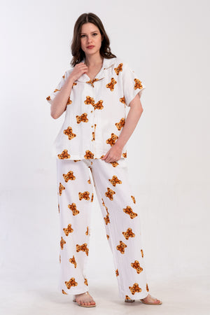 Woman Muslin Beary Pyjama Set