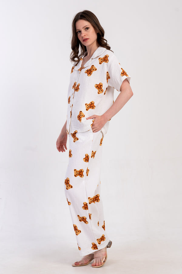 Woman Muslin Beary Pyjama Set