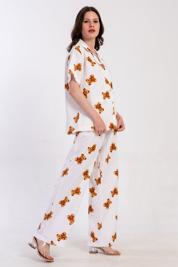 Woman Muslin Beary Pyjama Set