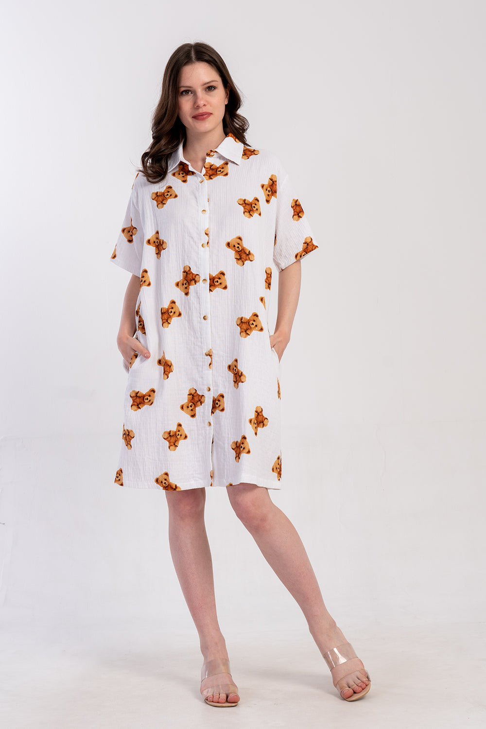 Woman Muslin Beary Shirt Dress