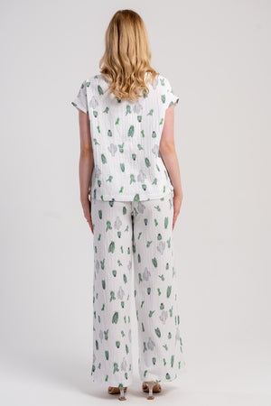 Woman Muslin Cactus Pjjama Pant Set