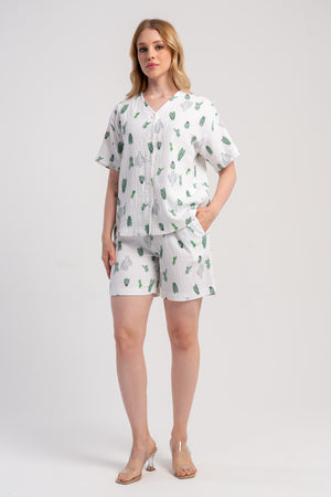 Woman Muslin Cactus Short Set