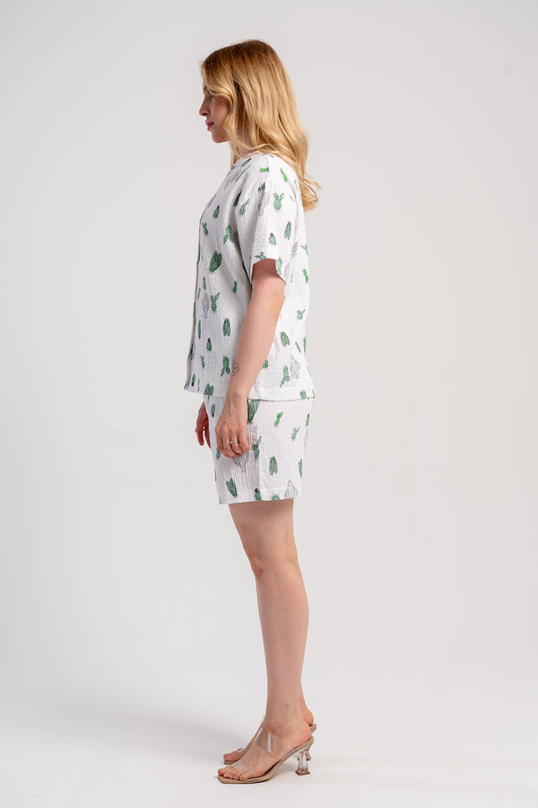 Woman Muslin Cactus Short Set