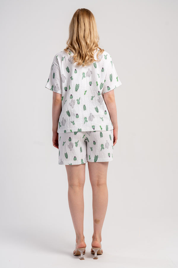 Woman Muslin Cactus Short Set