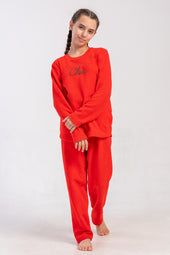 KIZ COCUK PIJAMA TAKIM POLAR 502007 - VienettaYENI KIRMIZI7 - 8