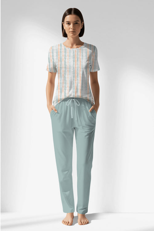 Woman Polyviscon Liner Pocket Detail Pyjama Set