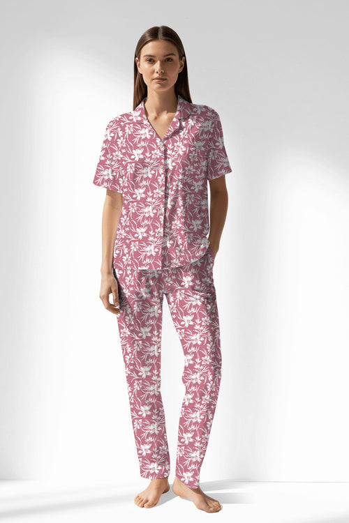 Woman Polyviscon Affection Buttoned Pyjama Set