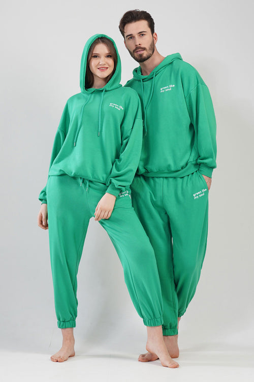Unisex Lounge Green Hoodie Set