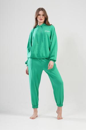 Unisex Lounge Green Hoodie Set