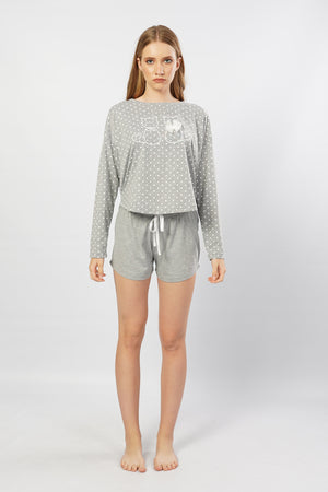 KADIN SUPREM UZUN KOL SORT TAKIM 104013 - Vienetta1.GrupGRAY MELANGE