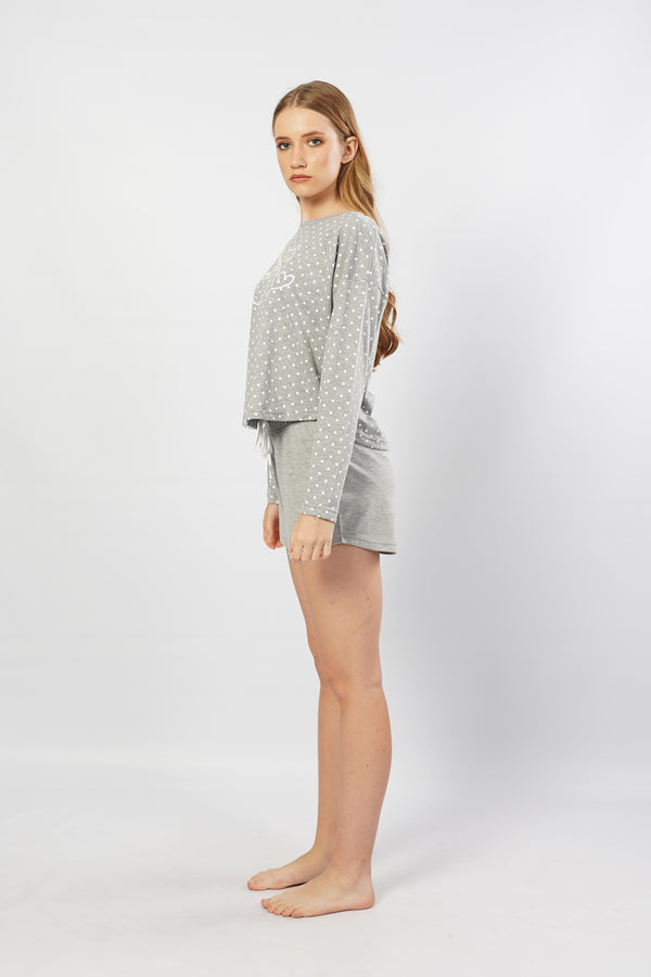 KADIN SUPREM UZUN KOL SORT TAKIM 104013 - Vienetta1.GrupGRAY MELANGE