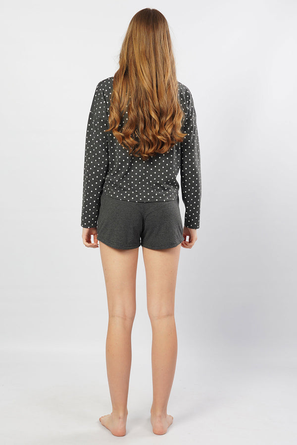 KADIN SUPREM UZUN KOL SORT TAKIM 104013 - Vienetta1.GrupGRAY MELANGE