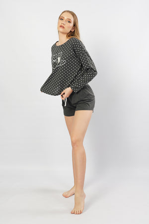 KADIN SUPREM UZUN KOL SORT TAKIM 104013 - Vienetta1.GrupGRAY MELANGE