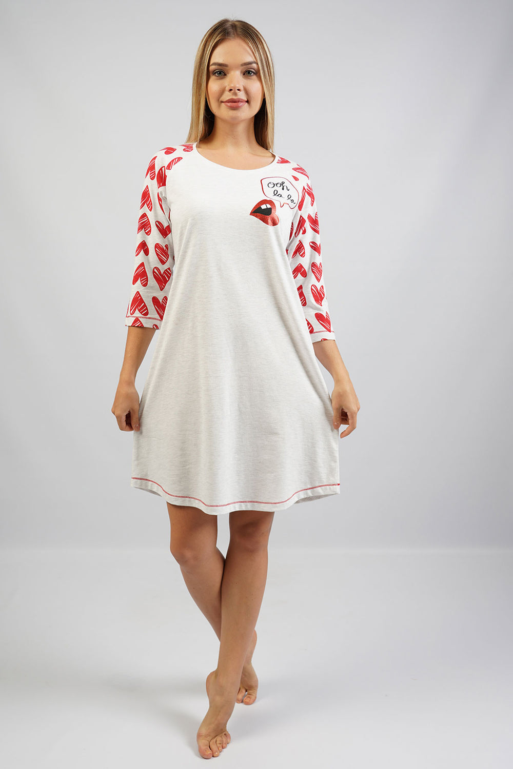 KADIN SUPREM 3/4KOL TUNIK 104382 - Vienetta1.GrupGRAY MELANGE