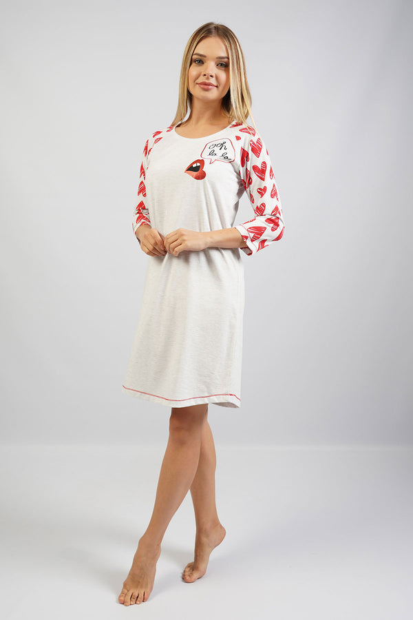 KADIN SUPREM 3/4KOL TUNIK 104382 - Vienetta1.GrupGRAY MELANGE