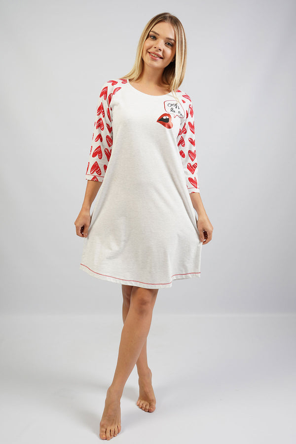 KADIN SUPREM 3/4KOL TUNIK 104382 - Vienetta1.GrupGRAY MELANGE