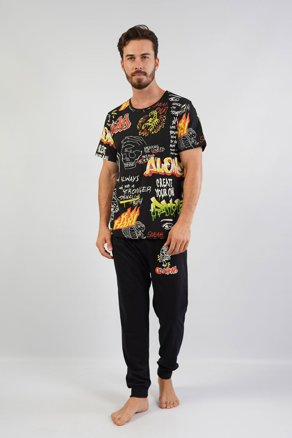 ERKEK KISA KOL PIJAMA TAKIM 105304 - Vienetta1.GrupSIYAH