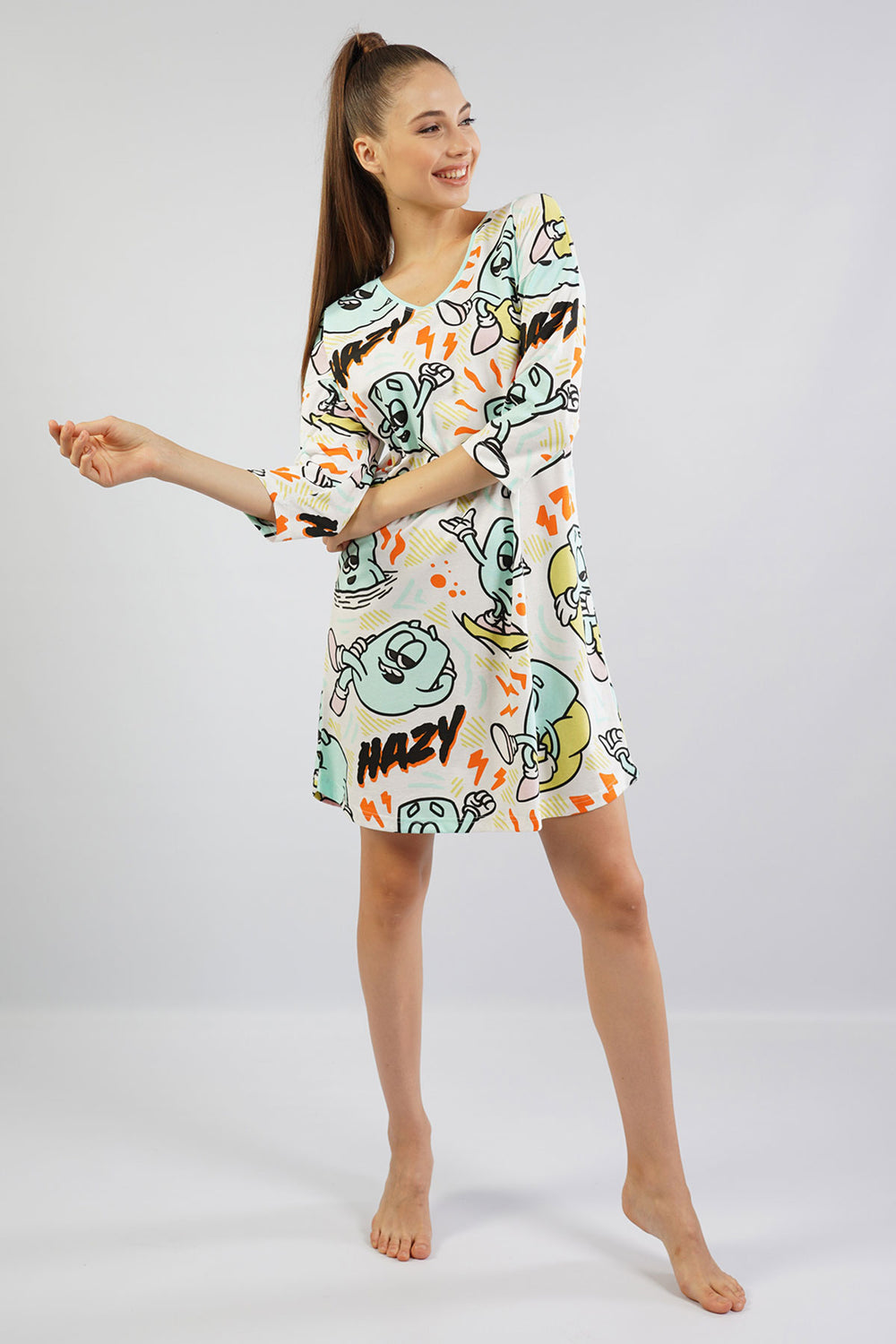 KADIN SUPREM 3/4KOL TUNIK 105321 - Vienetta1.GrupSU YESILI