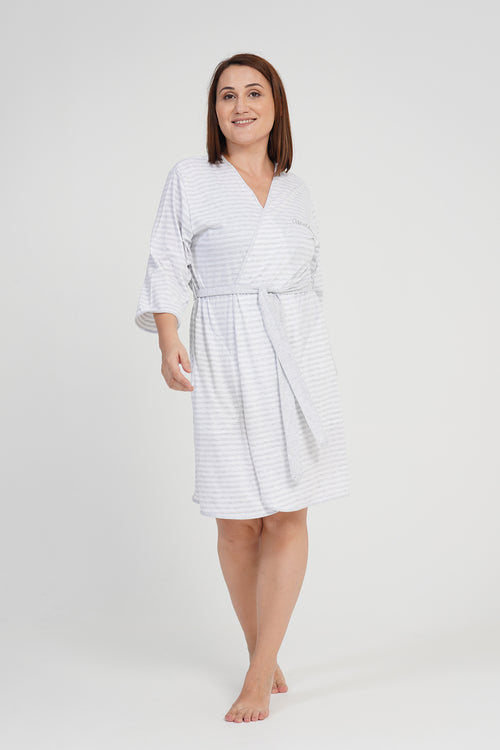 KADIN SUPREM XXL BATTAL 3/4KOL SABAHLIK 106123 - Vienetta1.GrupGRAY MELANGE