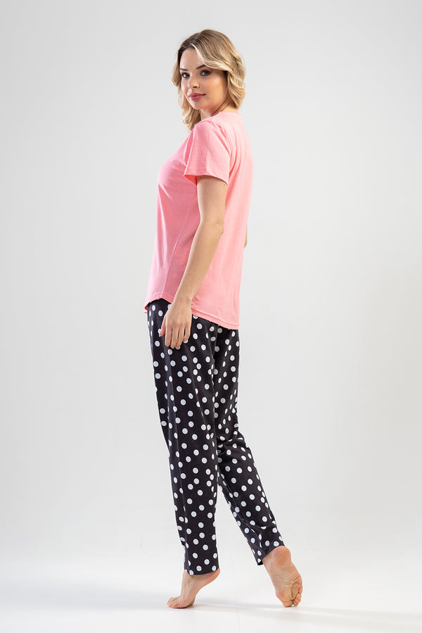 KADIN SUPREM KISA KOL PIJAMA TAKIM 110068 - Vienetta1.GrupPINK