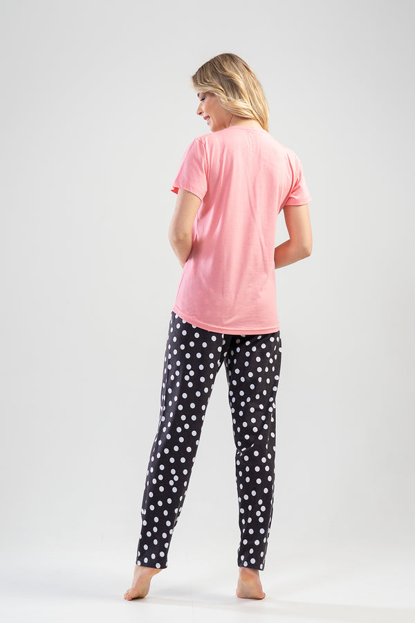 KADIN SUPREM KISA KOL PIJAMA TAKIM 110068 - Vienetta1.GrupPINK