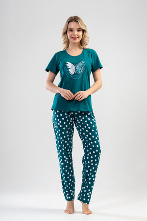 KADIN SUPREM KISA KOL PIJAMA TAKIM 110068 - Vienetta1.GrupPINK