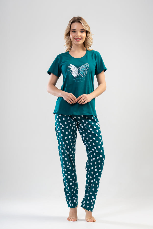 KADIN SUPREM KISA KOL PIJAMA TAKIM 110068 - Vienetta1.GrupPINK