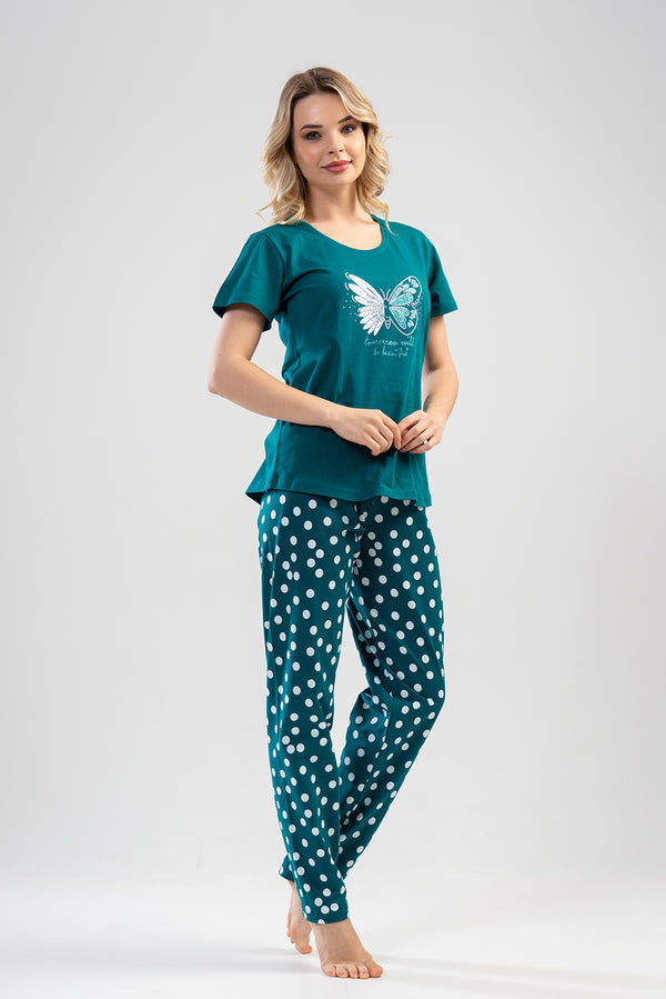 KADIN SUPREM KISA KOL PIJAMA TAKIM 110068 - Vienetta1.GrupPINK