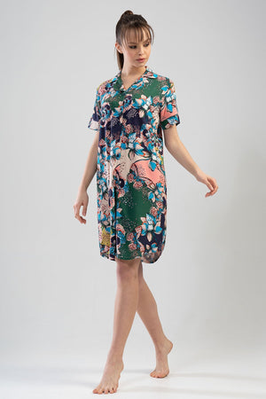 KADIN VISCON KISA KOL GOMLEK TUNIK 111071 - Vienetta1.GrupHAKI001