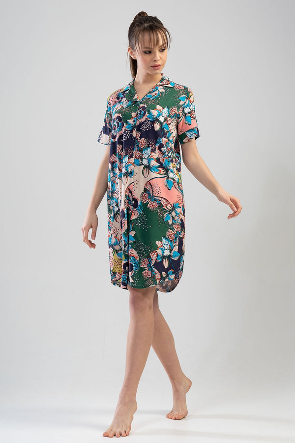 KADIN VISCON KISA KOL GOMLEK TUNIK 111071 - Vienetta1.GrupHAKI001