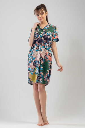 KADIN VISCON KISA KOL GOMLEK TUNIK 111071 - Vienetta1.GrupHAKI001