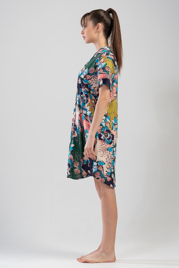 KADIN VISCON KISA KOL GOMLEK TUNIK 111071 - Vienetta1.GrupHAKI001