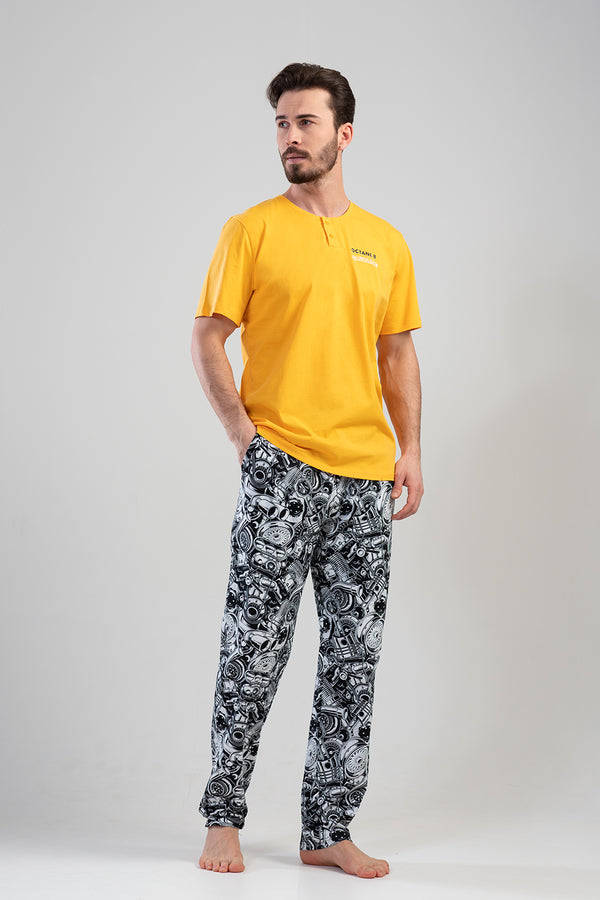 ERKEK SUPREM PATLI KISA KOL PIJAMA TAKIM 111402 - Vienetta1.GrupSIYAH