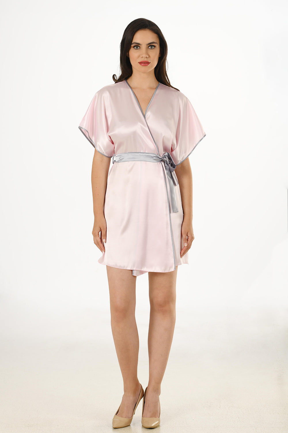 Woman Satin Pinky Dressing Gown