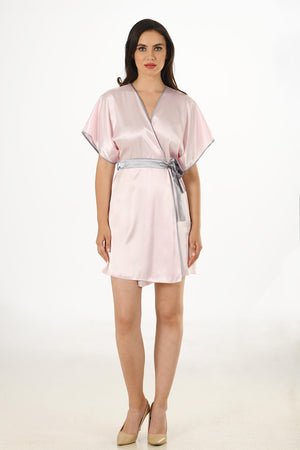Woman Satin Pinky Dressing Gown